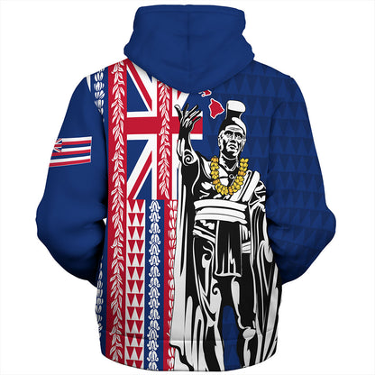 Hawaii Sherpa Hoodie King Aloha Flag With Flower Lie Beautiful