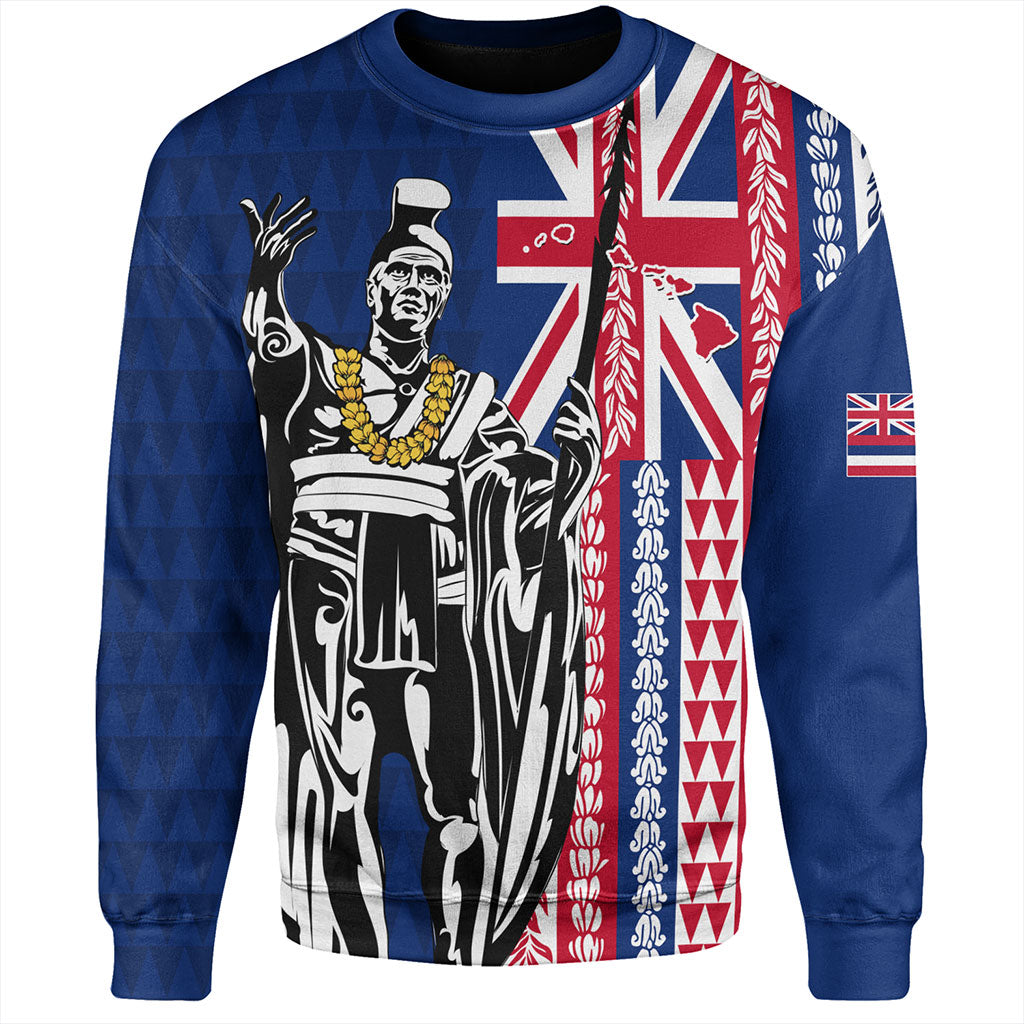 Hawaii Sweatshirt King Aloha Flag With Flower Lie Beautiful