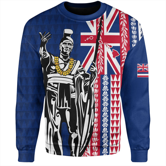 Hawaii Sweatshirt King Aloha Flag With Flower Lie Beautiful