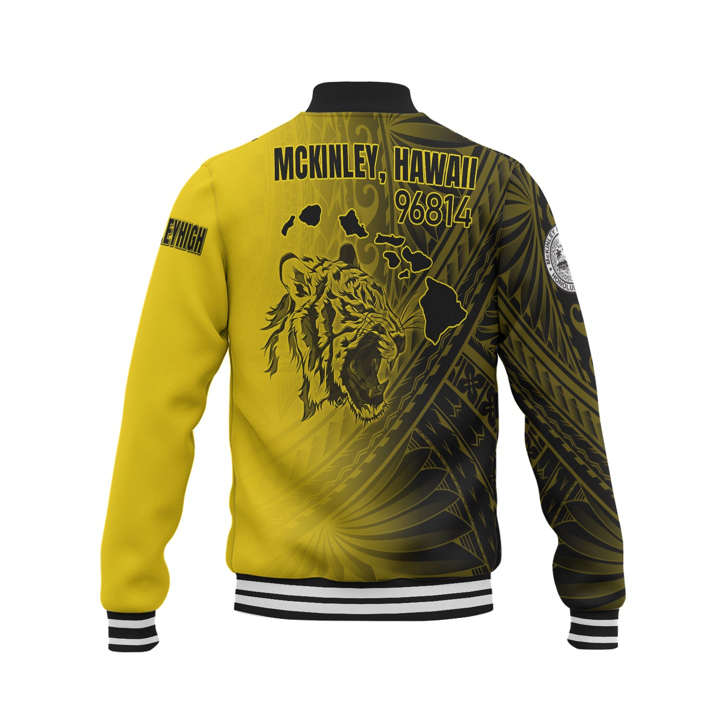 Hawaii McKinley High School Baseball Jacket - Tigers Mascot Hawaii Patterns