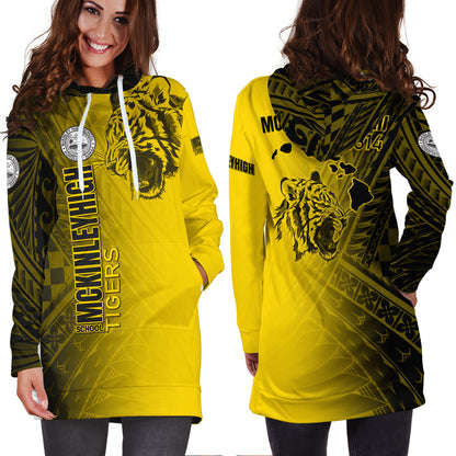 Hawaii McKinley High School Hoodie Dress - Tigers Mascot Hawaii Patterns