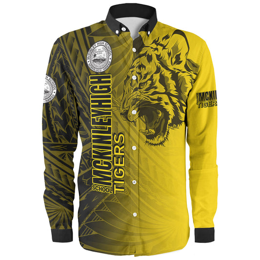 Hawaii McKinley High School Long Sleeve Shirt - Tigers Mascot Hawaii Patterns