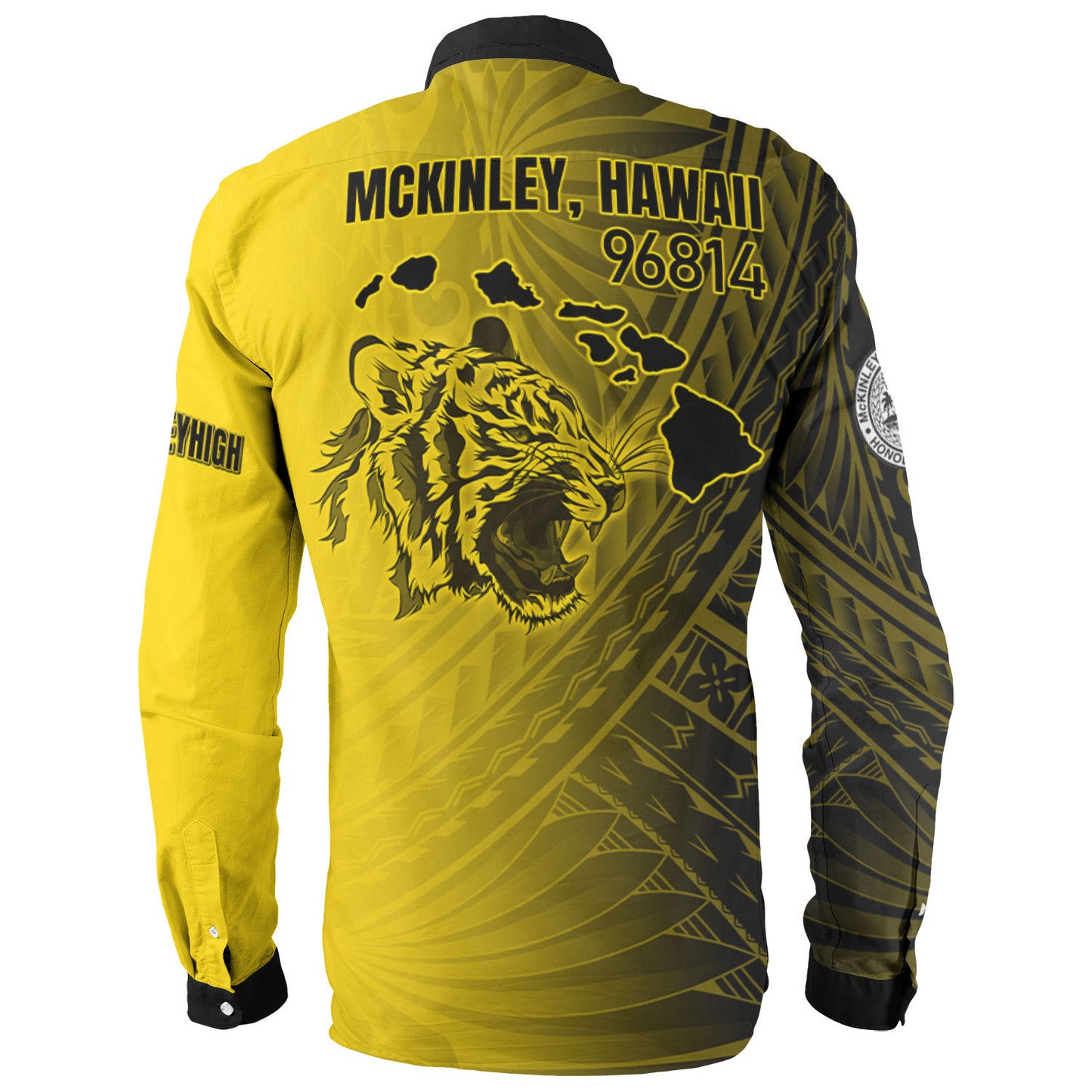 Hawaii McKinley High School Long Sleeve Shirt - Tigers Mascot Hawaii Patterns
