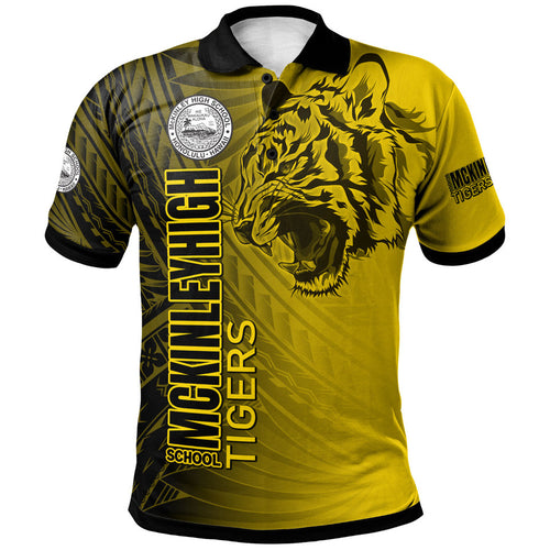 Hawaii McKinley High School Polo Shirt - Custom Tigers Mascot Hawaii Patterns