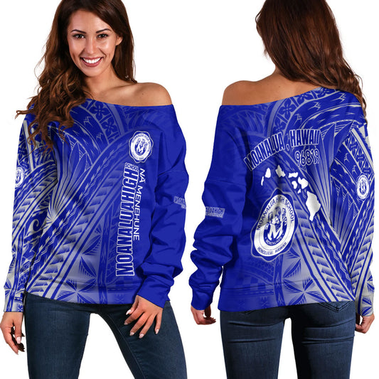 Hawaii Moanalua High School Off Shoulder Sweatshirt - Moanalua NÄ Menehune Hawaii Patterns