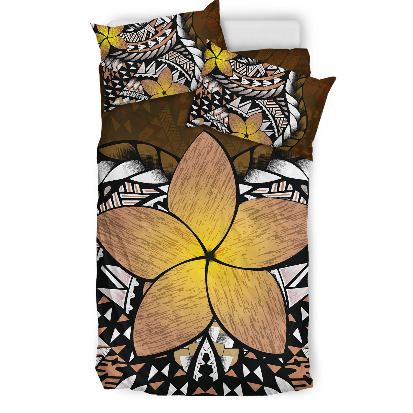 Hawaii Bedding Set Hawaii Plumeria Polynesian Traditional Patterns Vintage Version