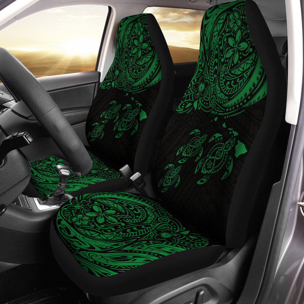 Hawaii Polynesian Car Seat Covers - Green Sea Turtle Hibiscus Plumeria