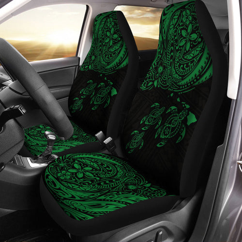 Hawaii Polynesian Car Seat Covers - Green Sea Turtle Hibiscus Plumeria