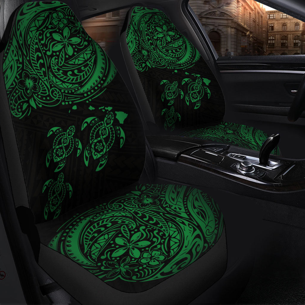 Hawaii Polynesian Car Seat Covers - Green Sea Turtle Hibiscus Plumeria