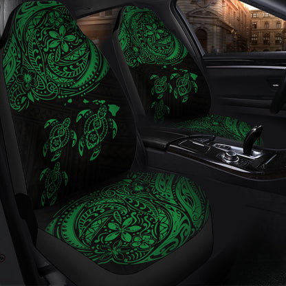 Hawaii Polynesian Car Seat Covers - Green Sea Turtle Hibiscus Plumeria