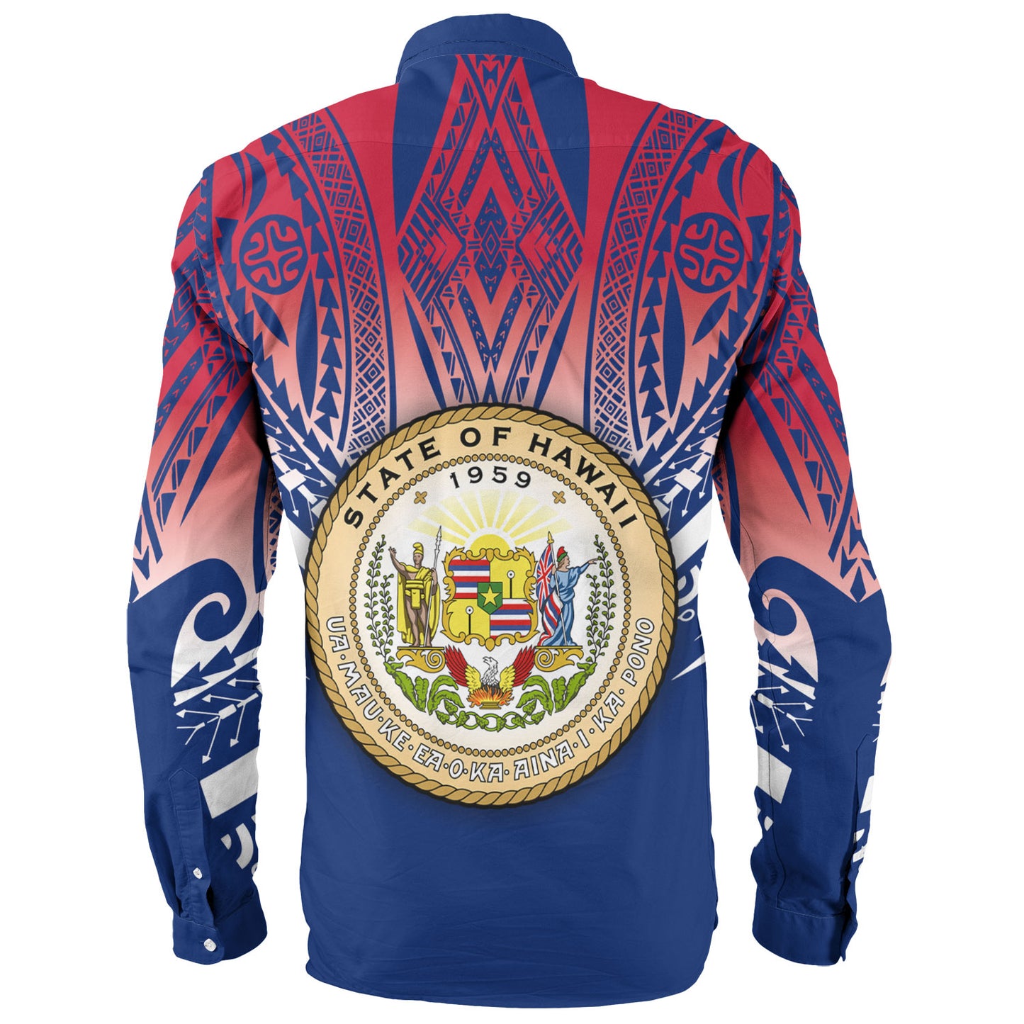 Hawaii Custom Personalised Long Sleeve Shirt Polynesian Tattoo Style Flag Color