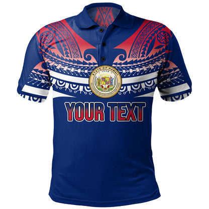Hawaii Custom Personalised Polo Shirt Polynesian Tattoo Style Flag Color