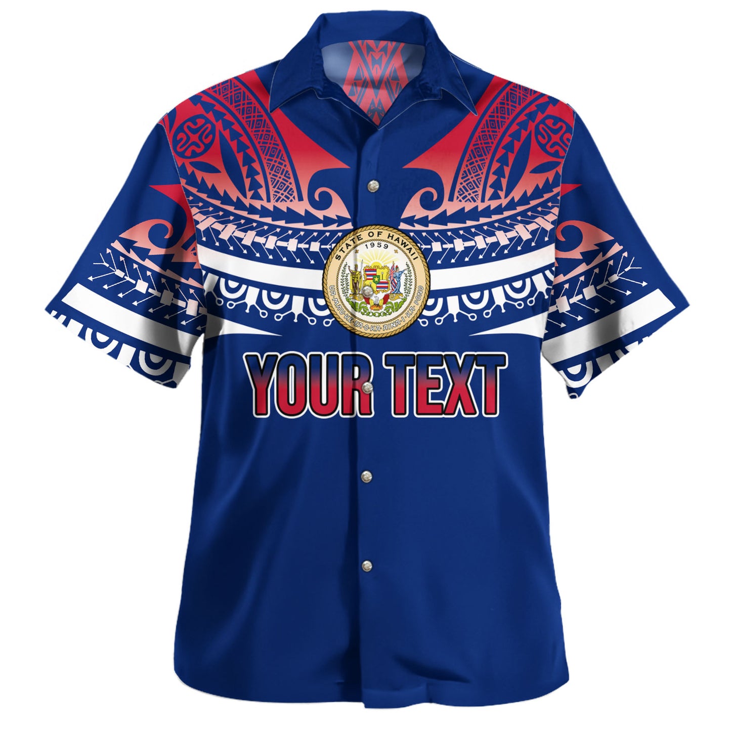Hawaii Custom Personalised Hawaiian Shirt Polynesian Tattoo Style Flag Color