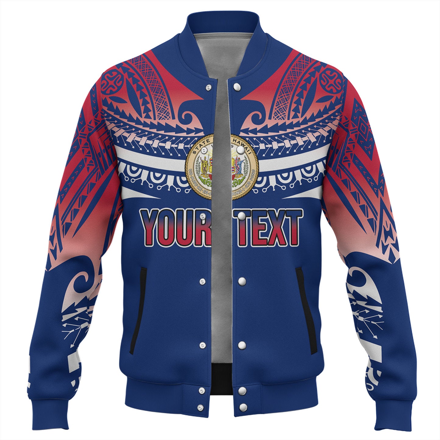 Hawaii Custom Personalised Baseball Jacket Polynesian Tattoo Style Flag Color