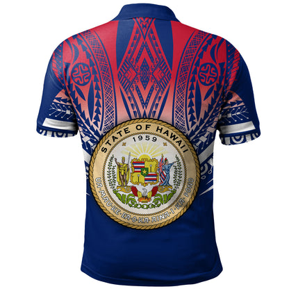 Hawaii Custom Personalised Polo Shirt Polynesian Tattoo Style Flag Color
