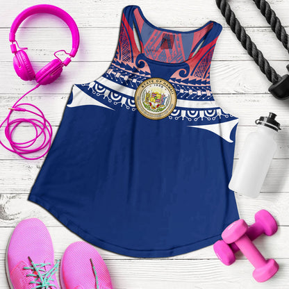 Hawaii Custom Personalised Women Tank Polynesian Tattoo Style Flag Color