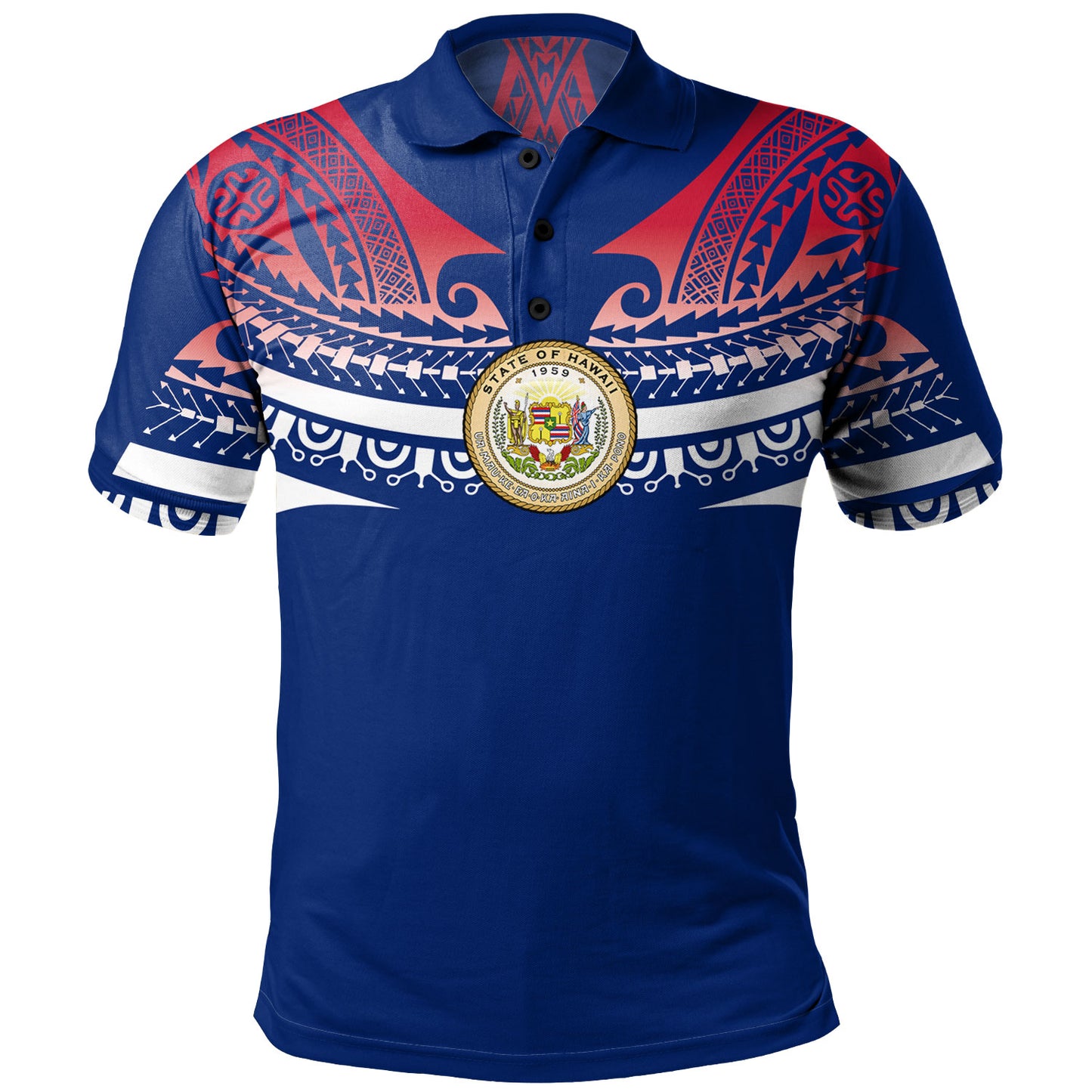 Hawaii Custom Personalised Polo Shirt Polynesian Tattoo Style Flag Color