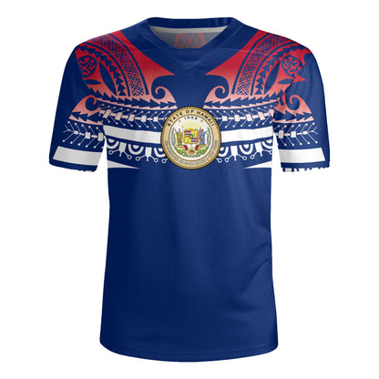 Hawaii Custom Personalised Rugby Jersey Polynesian Tattoo Style Flag Color