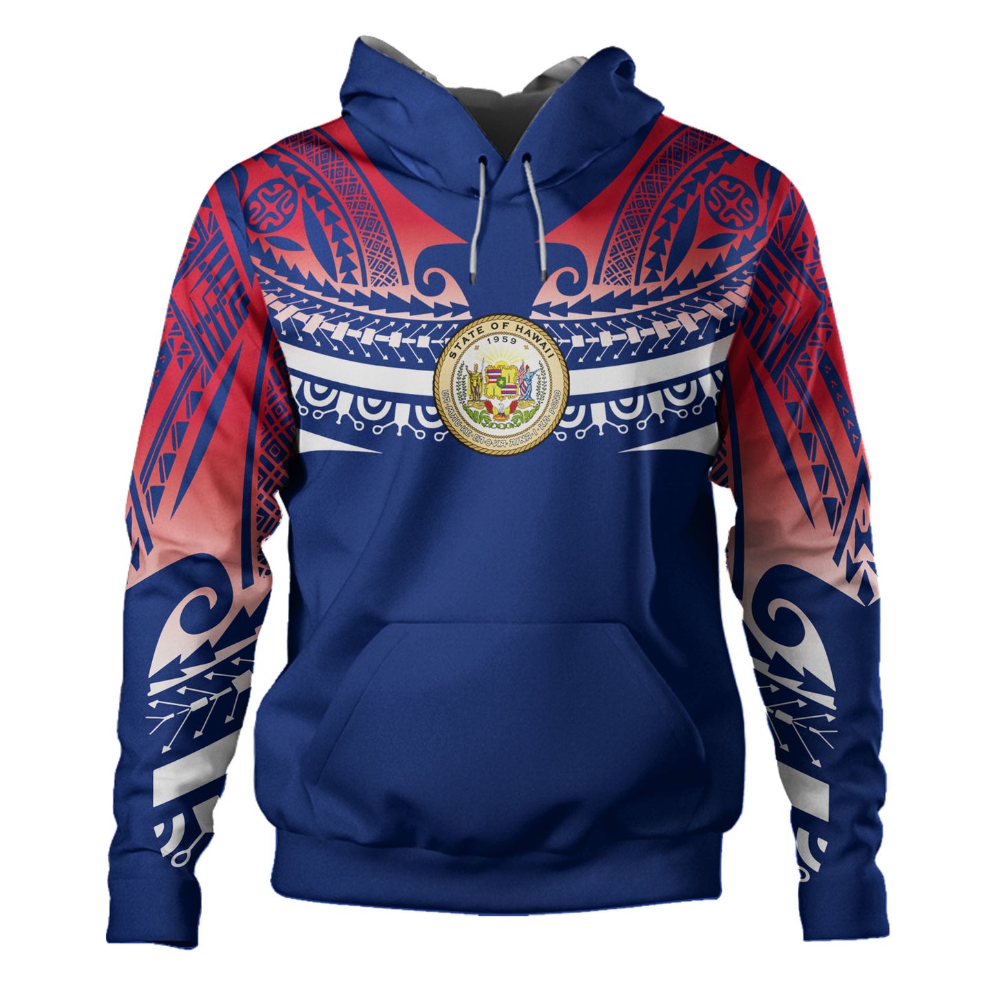 Hawaii Custom Personalised Hoodie Polynesian Tattoo Style Flag Color