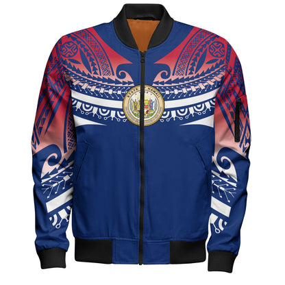 Hawaii Custom Personalised Bomber Jacket Polynesian Tattoo Style Flag Color