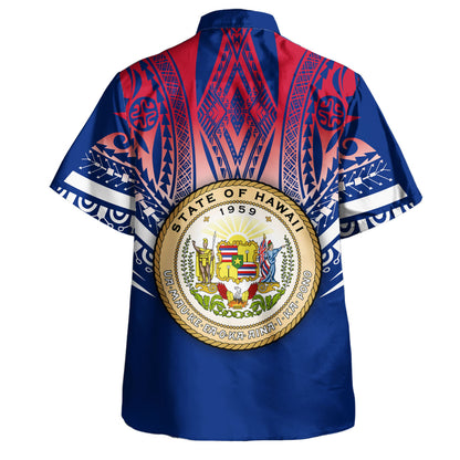 Hawaii Custom Personalised Hawaiian Shirt Polynesian Tattoo Style Flag Color