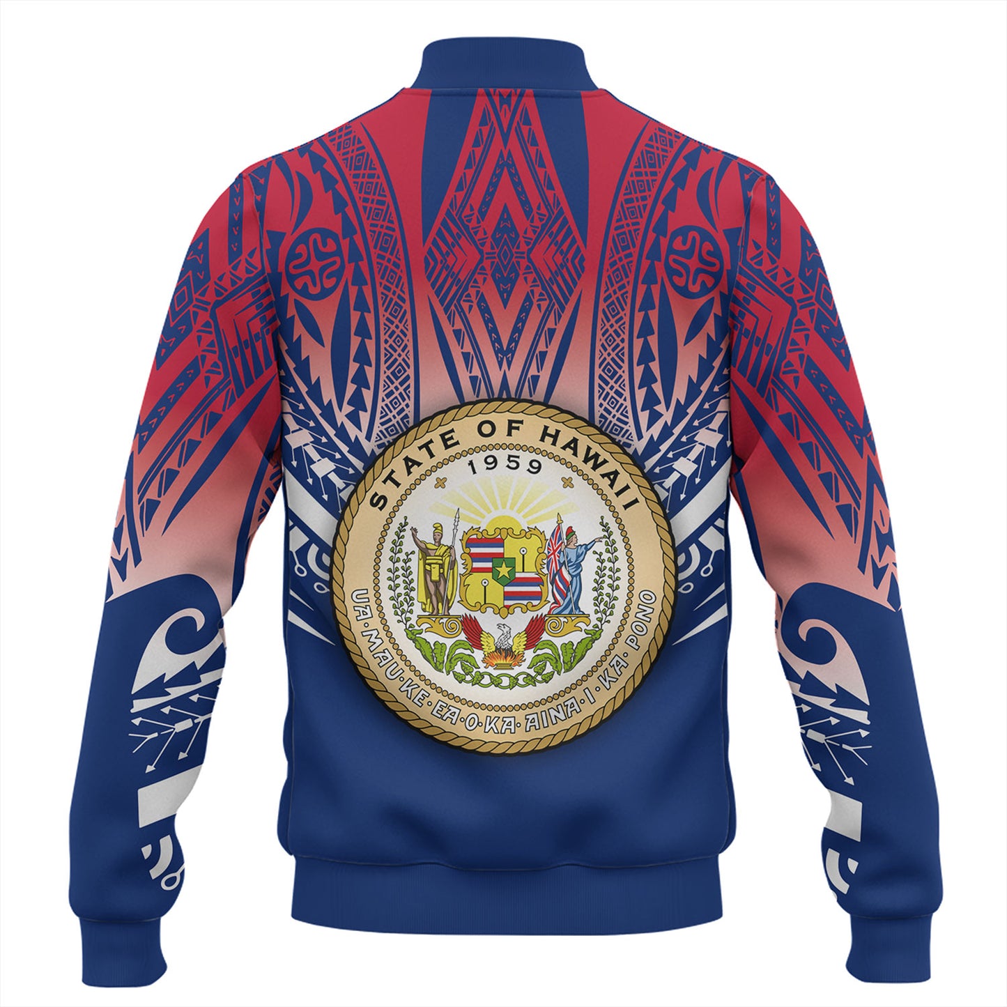 Hawaii Custom Personalised Baseball Jacket Polynesian Tattoo Style Flag Color