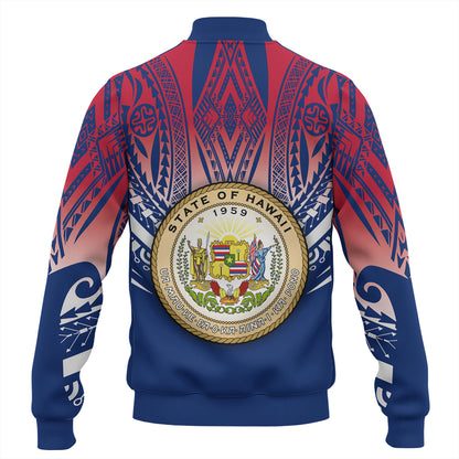 Hawaii Custom Personalised Baseball Jacket Polynesian Tattoo Style Flag Color