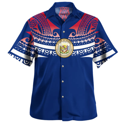 Hawaii Custom Personalised Hawaiian Shirt Polynesian Tattoo Style Flag Color