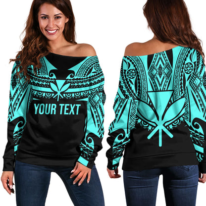 Hawaii Custom Personalised Off Shoulder Sweatshirt Polynesian Tattoo Style