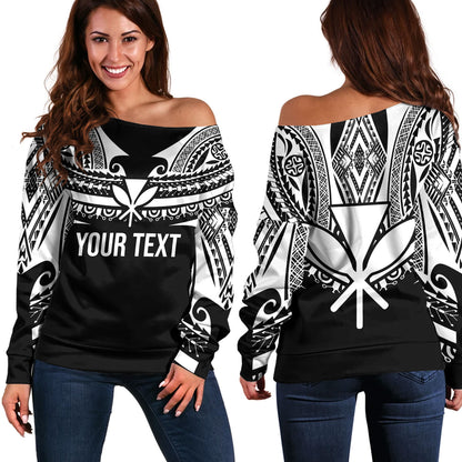 Hawaii Custom Personalised Off Shoulder Sweatshirt Polynesian Tattoo Style