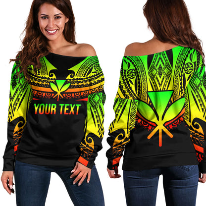 Hawaii Custom Personalised Off Shoulder Sweatshirt Polynesian Tattoo Style