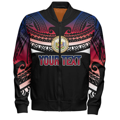 Hawaii Custom Personalised Bomber Jacket Polynesian Tattoo Style Flag Color