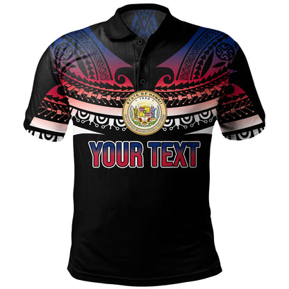 Hawaii Custom Personalised Polo Shirt Polynesian Tattoo Style Flag Color
