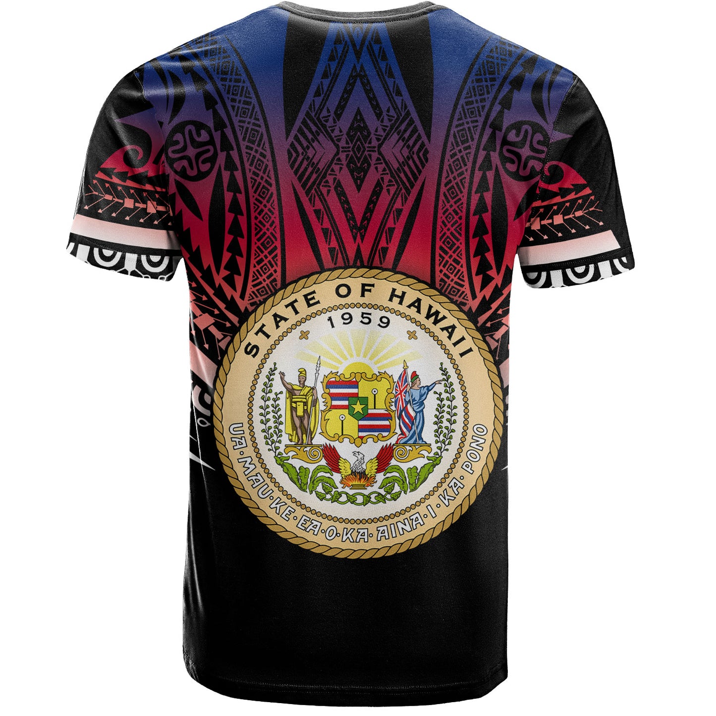 Hawaii Custom Personalised T-Shirt Polynesian Tattoo Style Flag Color