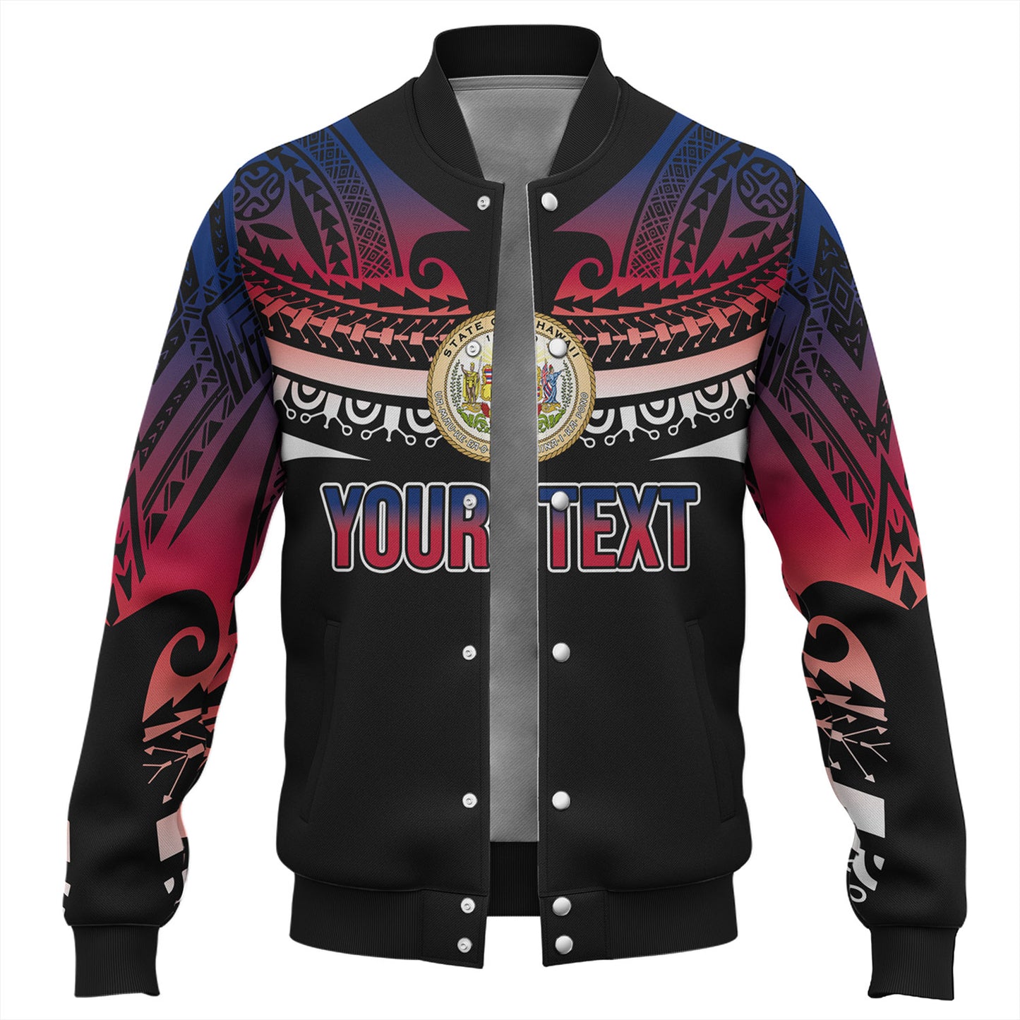 Hawaii Custom Personalised Baseball Jacket Polynesian Tattoo Style Flag Color