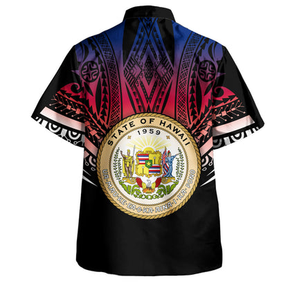 Hawaii Custom Personalised Hawaiian Shirt Polynesian Tattoo Style Flag Color