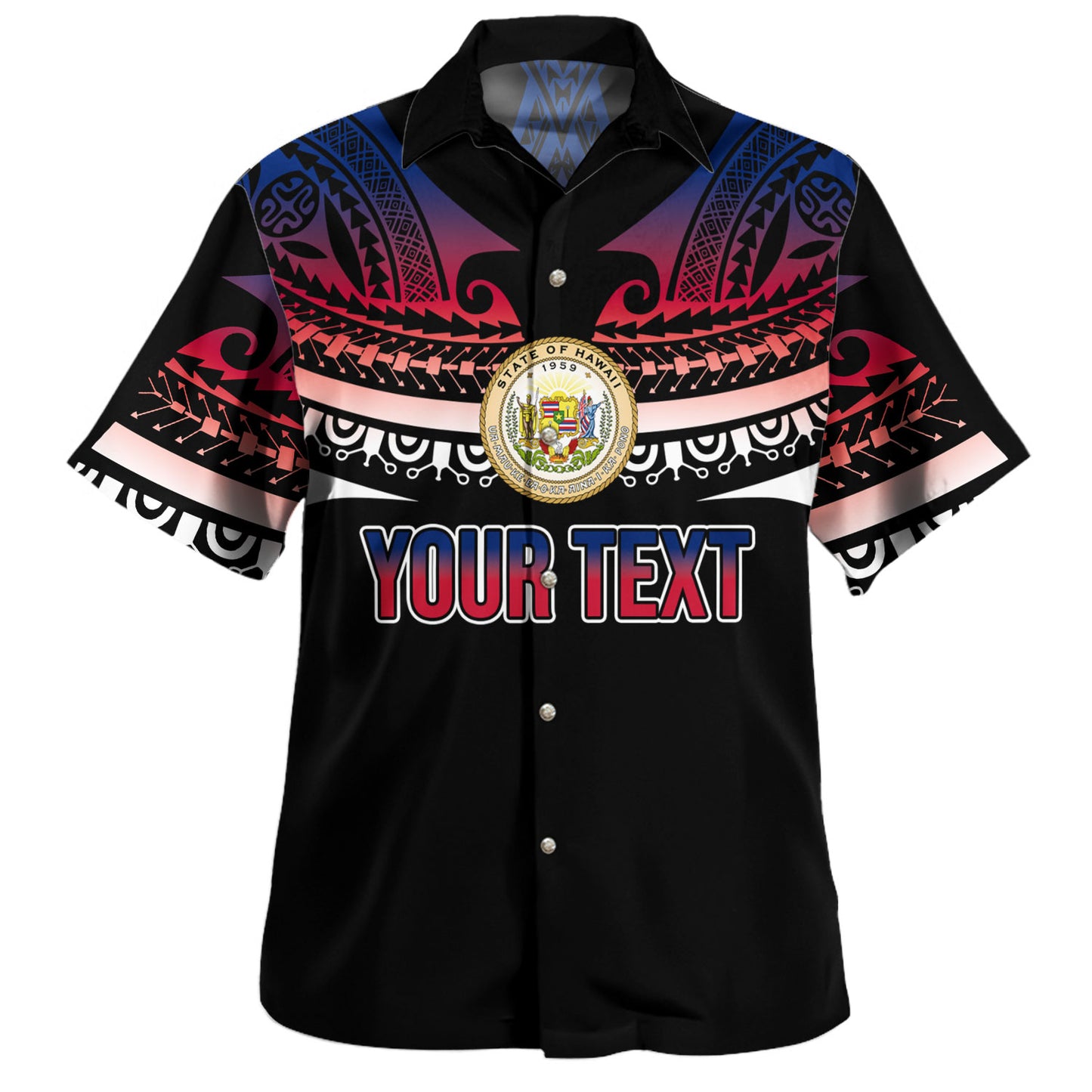 Hawaii Custom Personalised Hawaiian Shirt Polynesian Tattoo Style Flag Color
