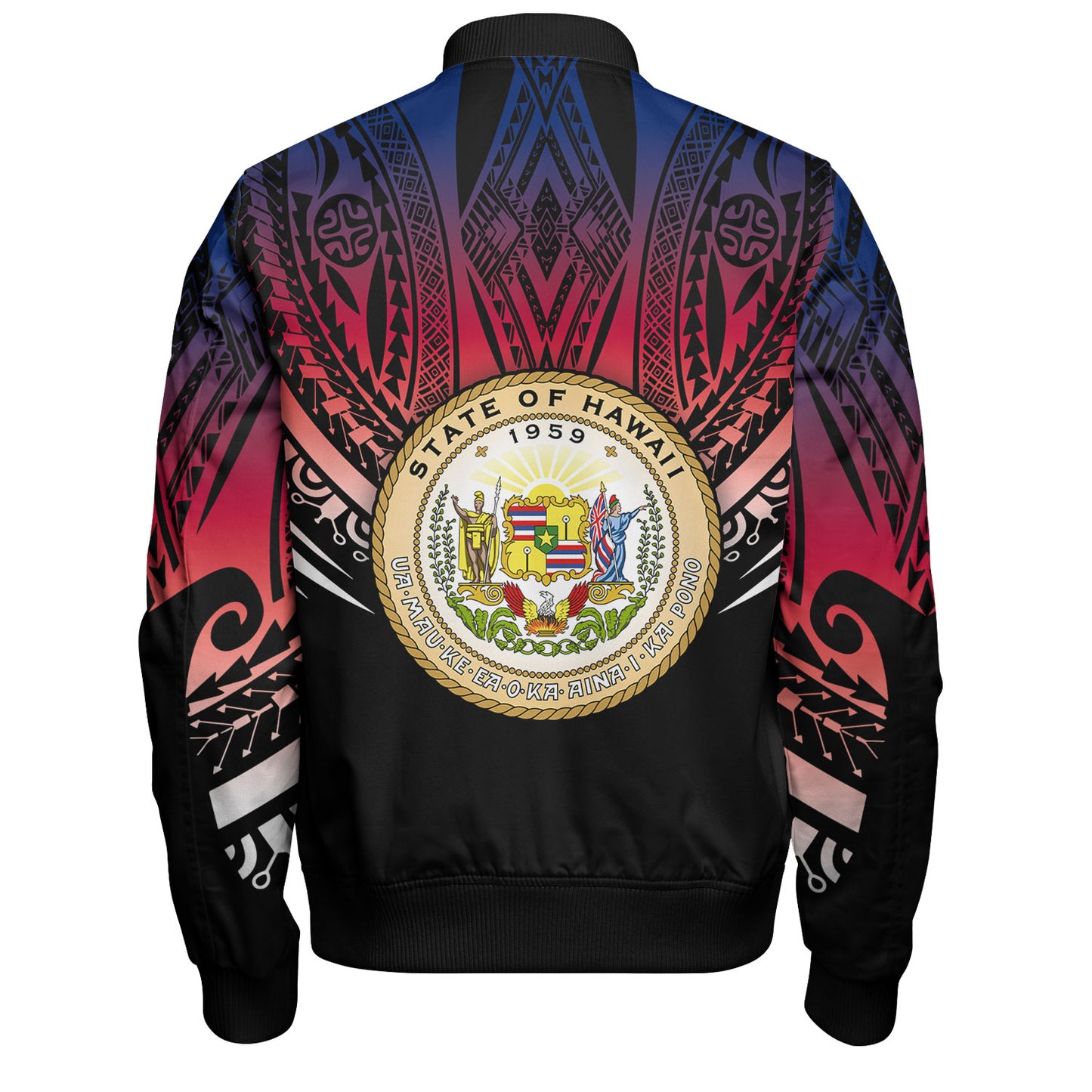 Hawaii Custom Personalised Bomber Jacket Polynesian Tattoo Style Flag Color