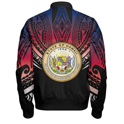 Hawaii Custom Personalised Bomber Jacket Polynesian Tattoo Style Flag Color