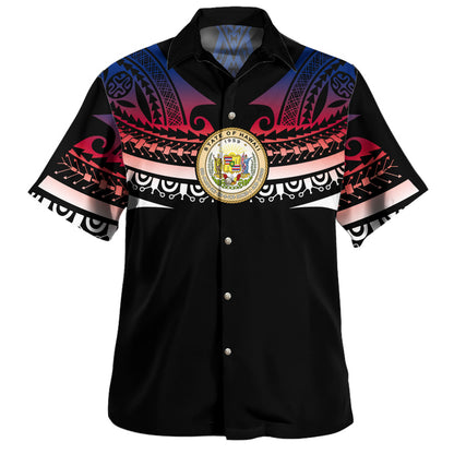 Hawaii Custom Personalised Hawaiian Shirt Polynesian Tattoo Style Flag Color