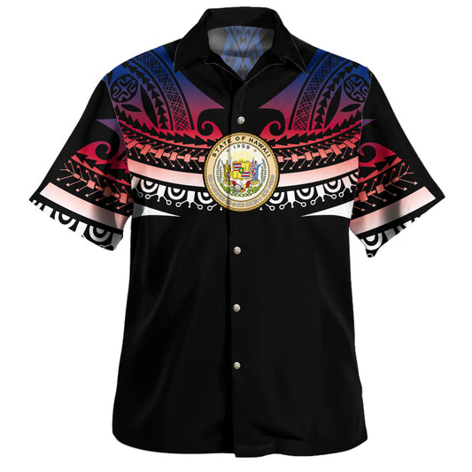 Hawaii Custom Personalised Hawaiian Shirt Polynesian Tattoo Style Flag Color