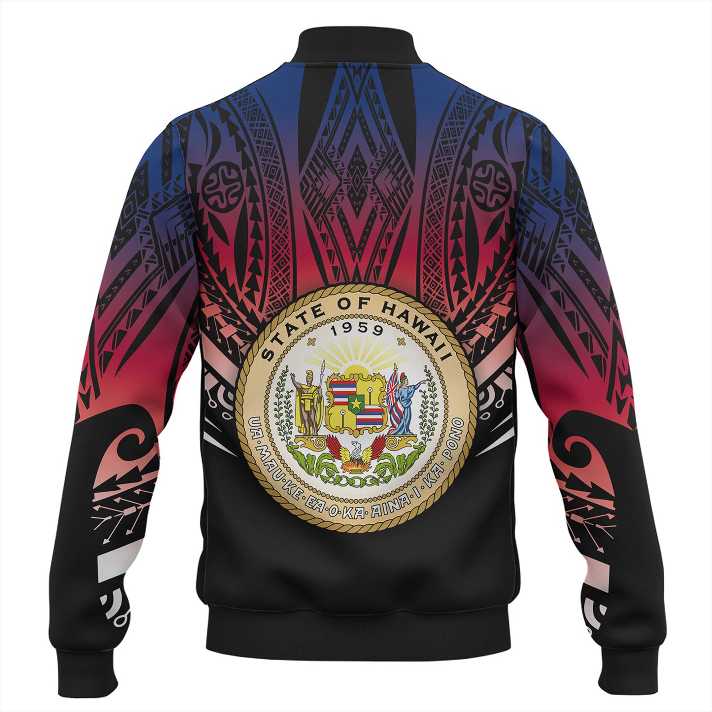 Hawaii Custom Personalised Baseball Jacket Polynesian Tattoo Style Flag Color