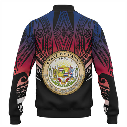 Hawaii Custom Personalised Baseball Jacket Polynesian Tattoo Style Flag Color