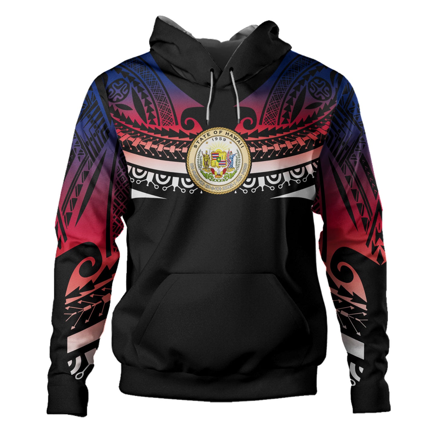 Hawaii Custom Personalised Hoodie Polynesian Tattoo Style Flag Color