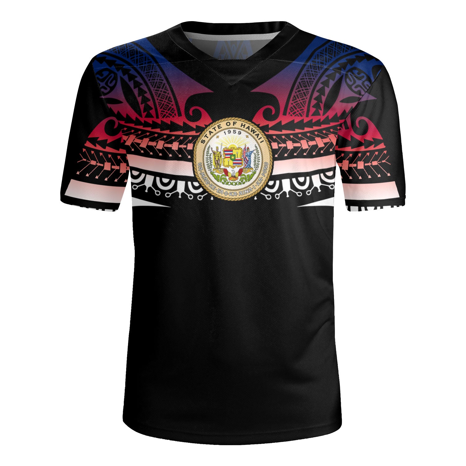 Hawaii Custom Personalised Rugby Jersey Polynesian Tattoo Style Flag Color