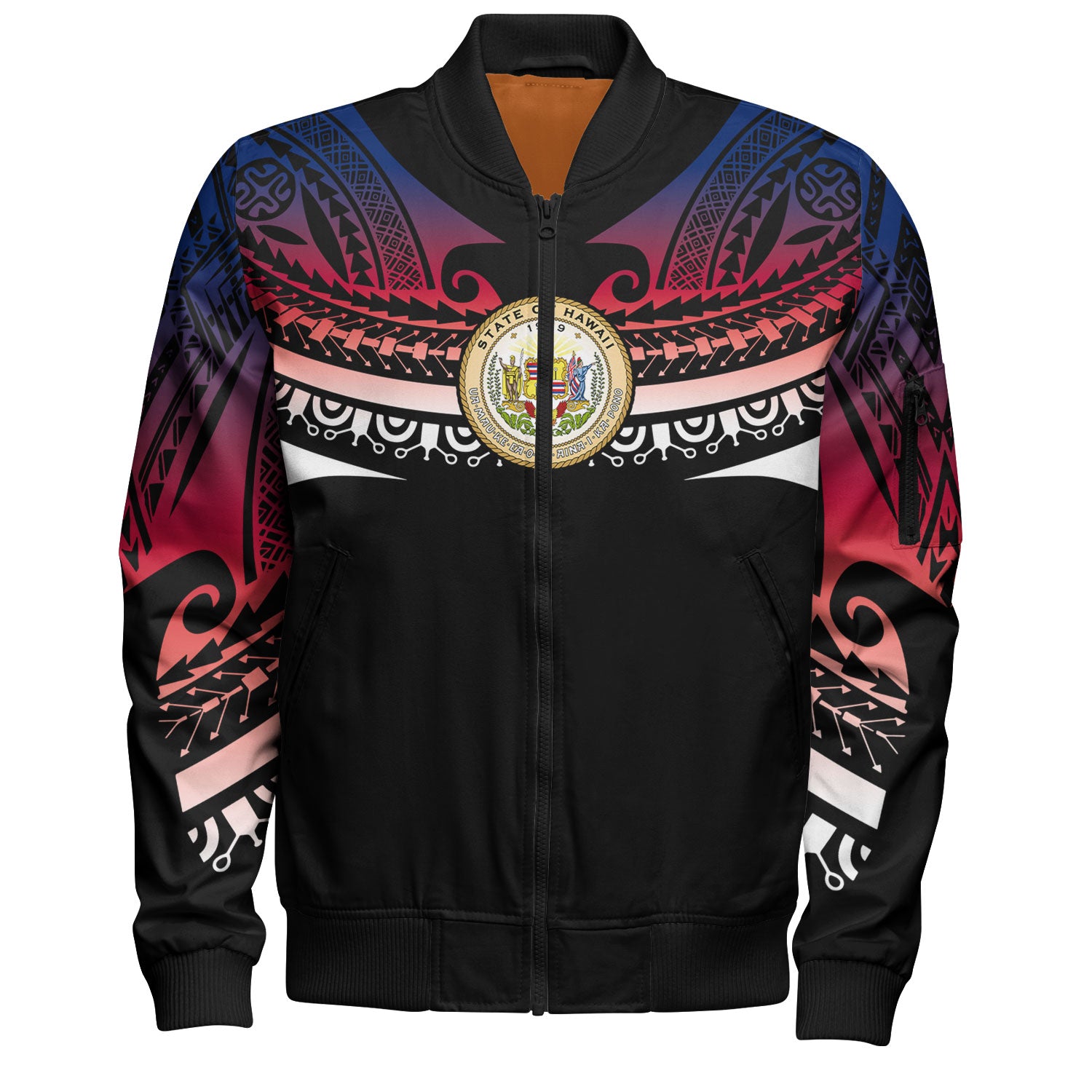 Hawaii Custom Personalised Bomber Jacket Polynesian Tattoo Style Flag Color