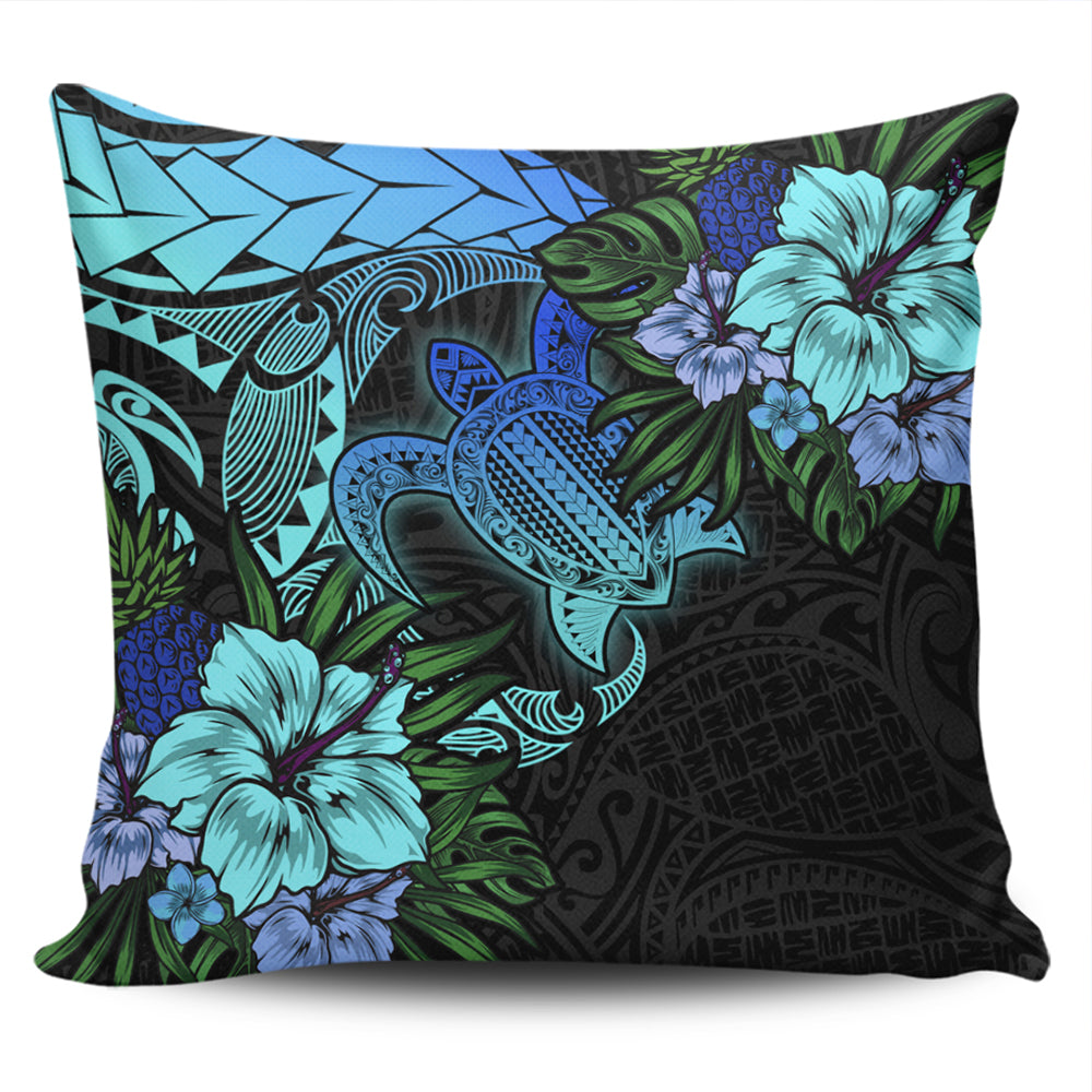 Hawaii Pillow Cover Hawaii Polynesian Turtle Tropical Blue Gardient Blue