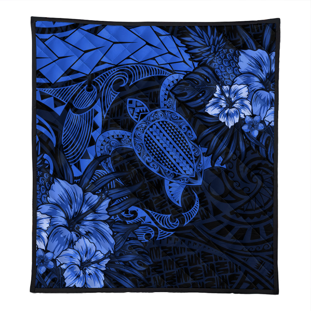 Hawaii Premium Quilt Hawaii Polynesian Turtle Tropical Blue