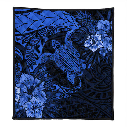 Hawaii Premium Quilt Hawaii Polynesian Turtle Tropical Blue