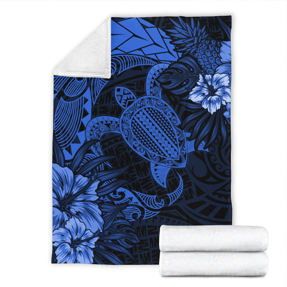 Hawaii Premium Blanket Hawaii Polynesian Turtle Tropical Blue